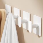 4-Pack White Extra Strong Adhesive Towel Hooks 20lb